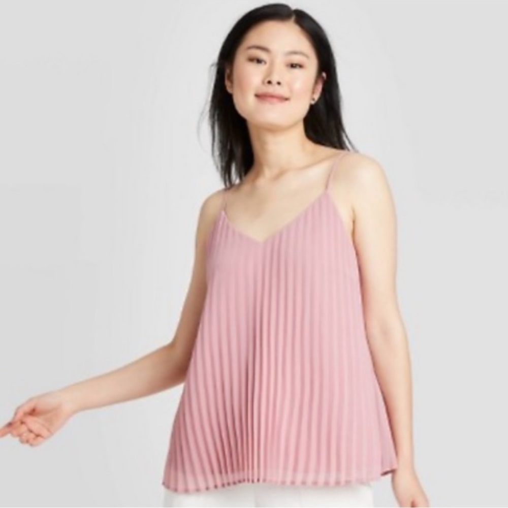 Target pleated chiffon mauve tank top